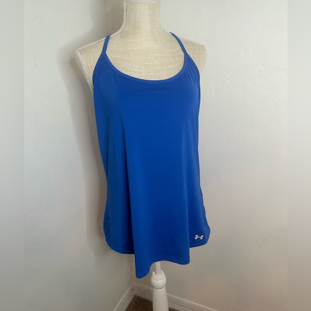 Royal blue under armor tank top workout shirt size L